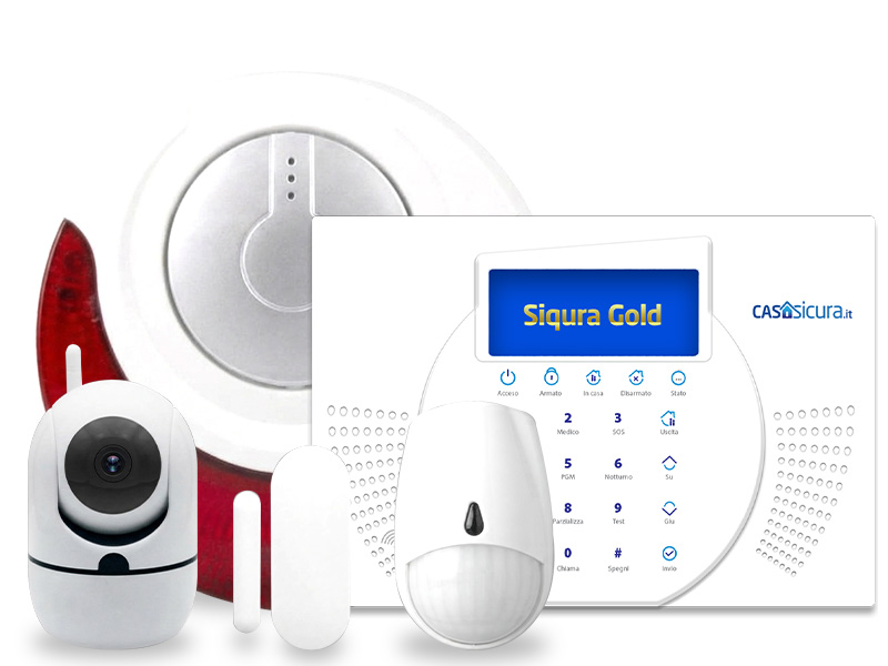 Kit Siqura GOLD: centrale, sirena, sensori e telecamera